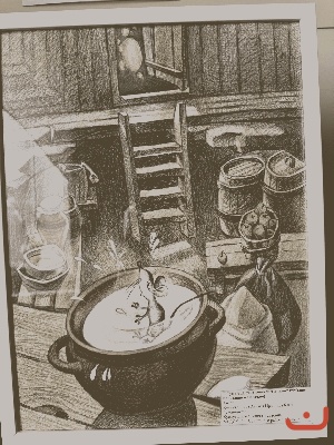 “Сөткә төшкән тычкан” (рисунок к стихотворению “Мышь, попавшая в молоко”)